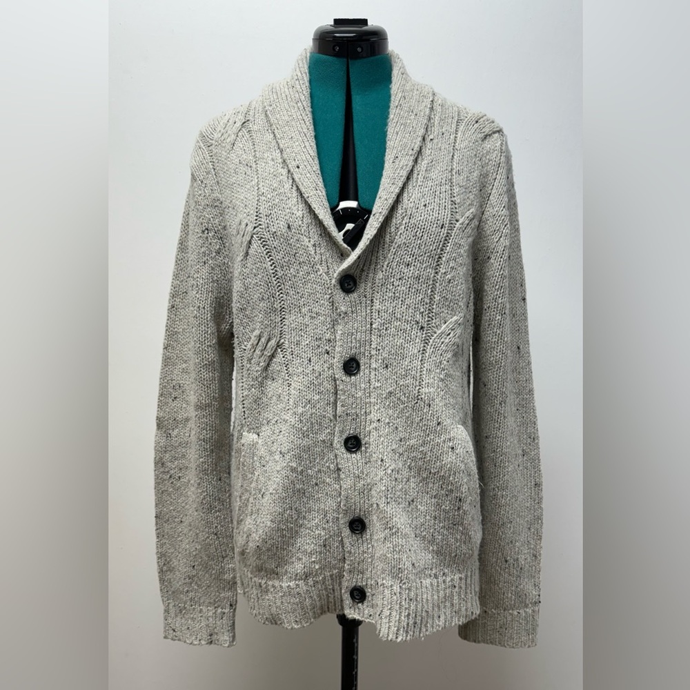 INC International Concepts Men’s Cardigan Cream with Black/Grey Accents Size M